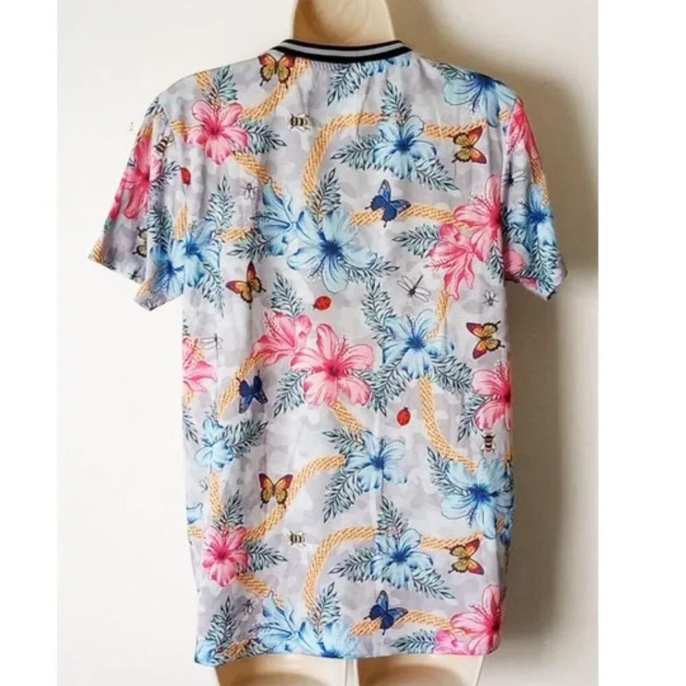 NWOT Fresh Prints of Bel Air Butterfly T-shirt S Ladybug Floral Blue White Pink - Picture 2 of 6